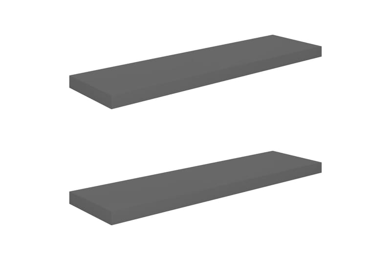 Flytende vegghyller 2 stk høyglans grå 90x23,5x3,8 cm MDF - Oppbevaring - Hyller - Vegghylle
