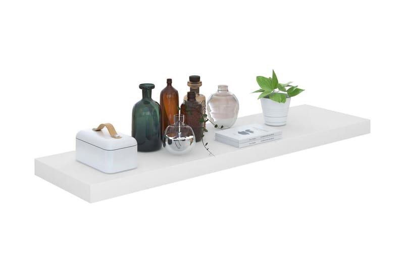 Flytende vegghyller 2 stk høyglans hvit 90x23,5x3,8 cm MDF - Oppbevaring - Hyller - Vegghylle