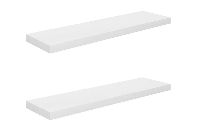 Flytende vegghyller 2 stk høyglans hvit 90x23,5x3,8 cm MDF - Oppbevaring - Hyller - Vegghylle