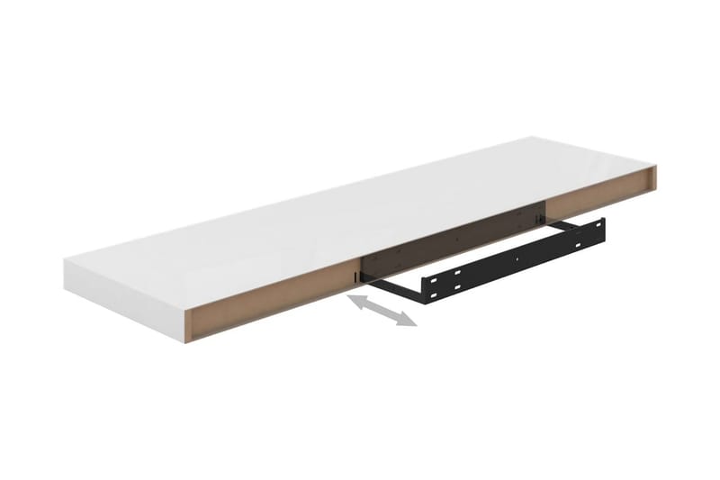 Flytende vegghyller 2 stk høyglans hvit 90x23,5x3,8 cm MDF - Oppbevaring - Hyller - Vegghylle