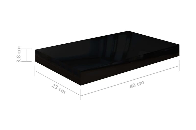 Flytende vegghyller 2 stk høyglans svart 40x23x3,8 cm MDF - Vegghylle