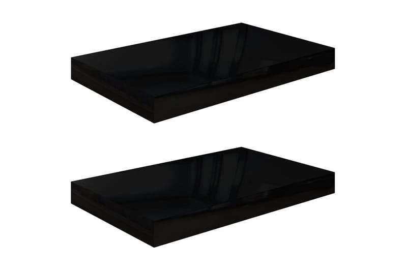 Flytende vegghyller 2 stk høyglans svart 40x23x3,8 cm MDF - Oppbevaring - Hyller - Vegghylle