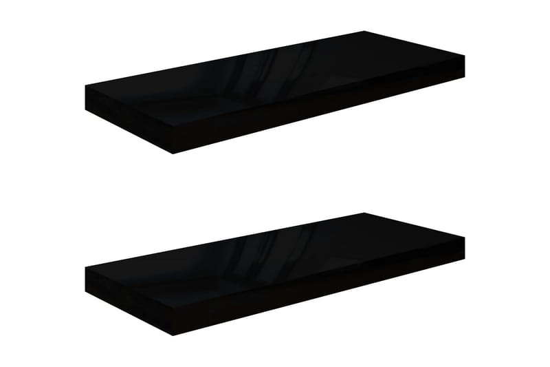 Flytende vegghyller 2 stk høyglans svart 60x23,5x3,8 cm MDF - Oppbevaring - Hyller - Vegghylle
