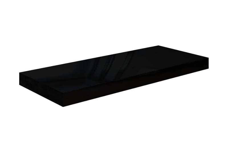 Flytende vegghyller 2 stk høyglans svart 60x23,5x3,8 cm MDF - Vegghylle