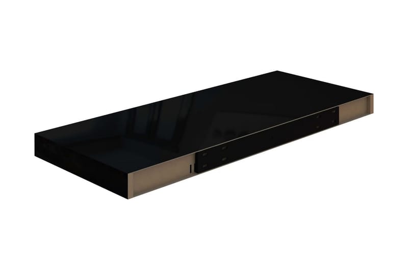 Flytende vegghyller 2 stk høyglans svart 60x23,5x3,8 cm MDF - Vegghylle