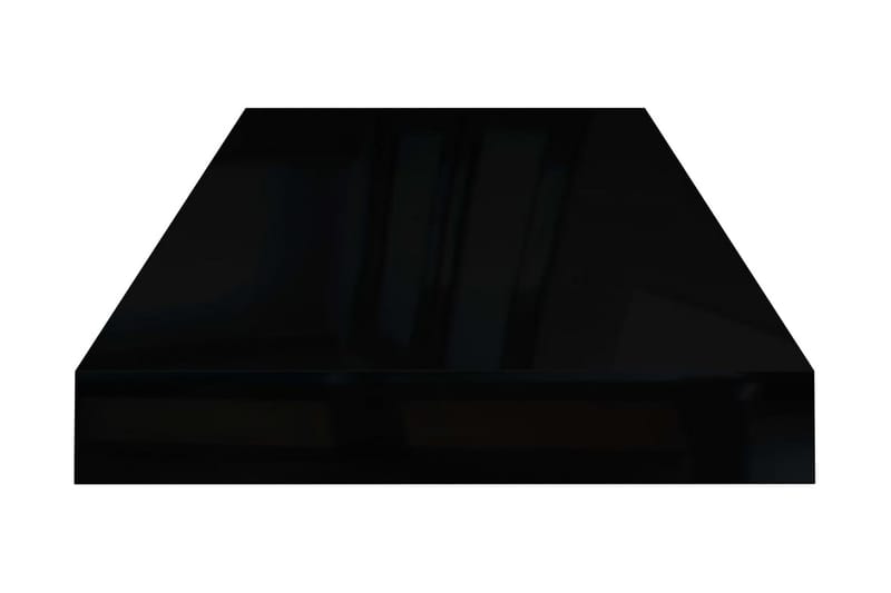 Flytende vegghyller 2 stk høyglans svart 60x23,5x3,8 cm MDF - Vegghylle