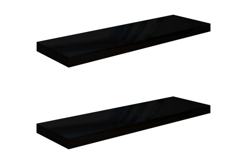 Flytende vegghyller 2 stk høyglans svart 80x23,5x3,8 cm MDF - Oppbevaring - Hyller - Vegghylle