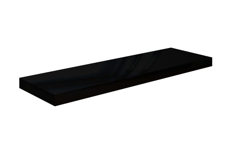 Flytende vegghyller 2 stk høyglans svart 80x23,5x3,8 cm MDF - Vegghylle