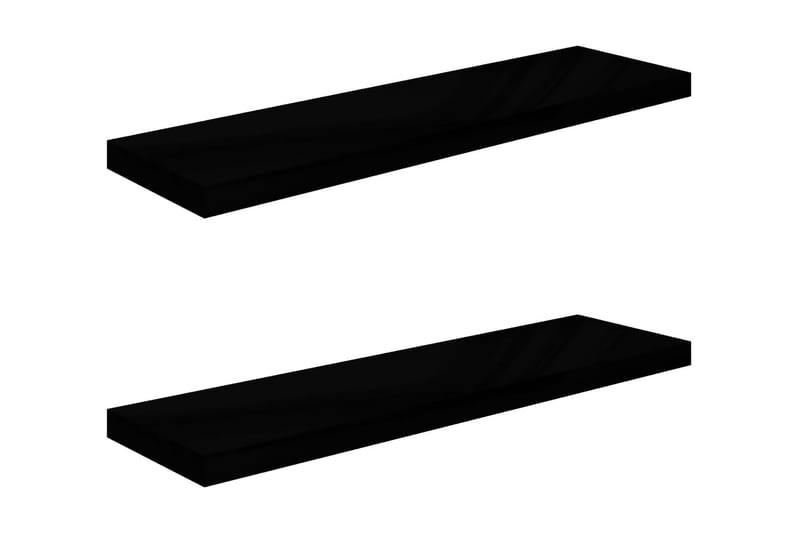 Flytende vegghyller 2 stk høyglans svart 90x23,5x3,8 cm MDF - Vegghylle