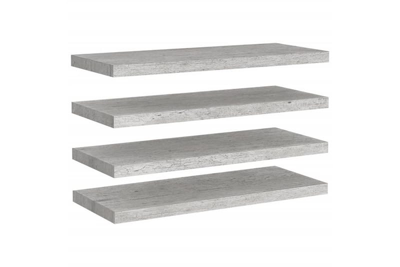 Flytende vegghyller 4 stk betonggrå 80x23,5x3,8 cm MDF - Grå - Oppbevaring - Hyller - Vegghylle