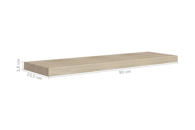 Flytende vegghyller 4 stk eik 90x23,5x3,8 cm MDF - Oppbevaring - Hyller - Vegghylle
