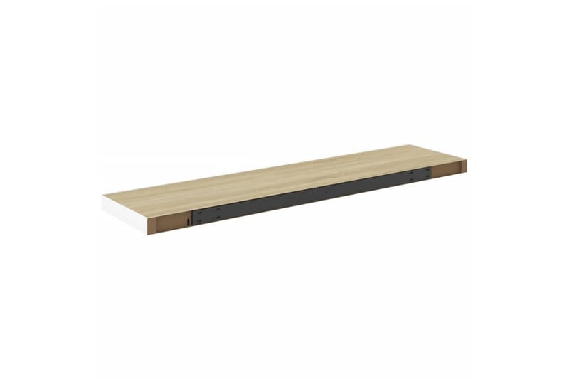 Flytende vegghyller 4 stk eik og hvit 100x23,5x3,8 cm MDF - Hvit - Oppbevaring - Hyller - Vegghylle