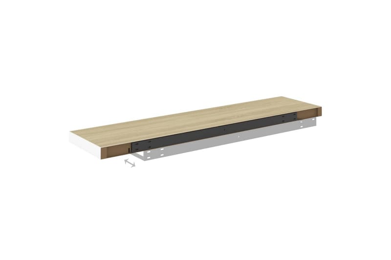 Flytende vegghyller 4 stk eik og hvit 100x23,5x3,8 cm MDF - Hvit - Oppbevaring - Hyller - Vegghylle