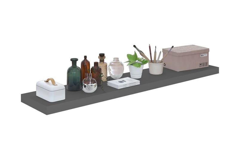 Flytende vegghyller 4 stk høyglans grå 120x23,5x3,8 cm MDF - Oppbevaring - Hyller - Vegghylle