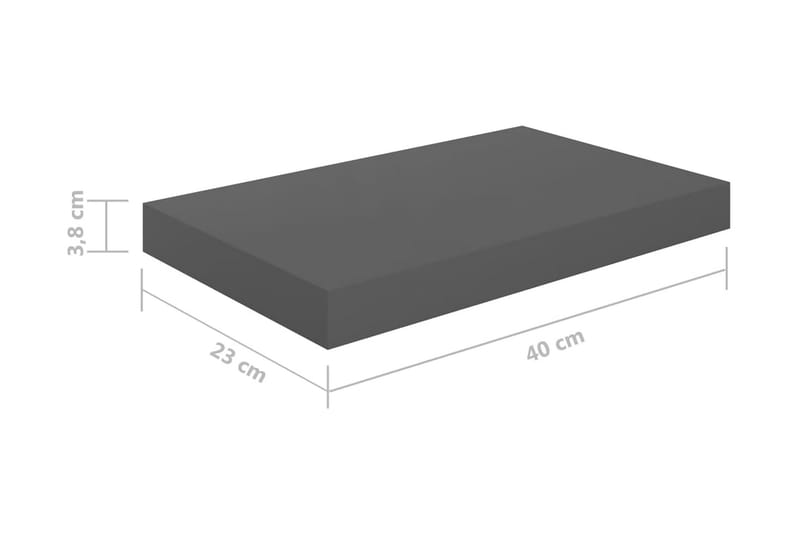 Flytende vegghyller 4 stk høyglans grå 40x23x3,8 cm MDF - Oppbevaring - Hyller - Vegghylle