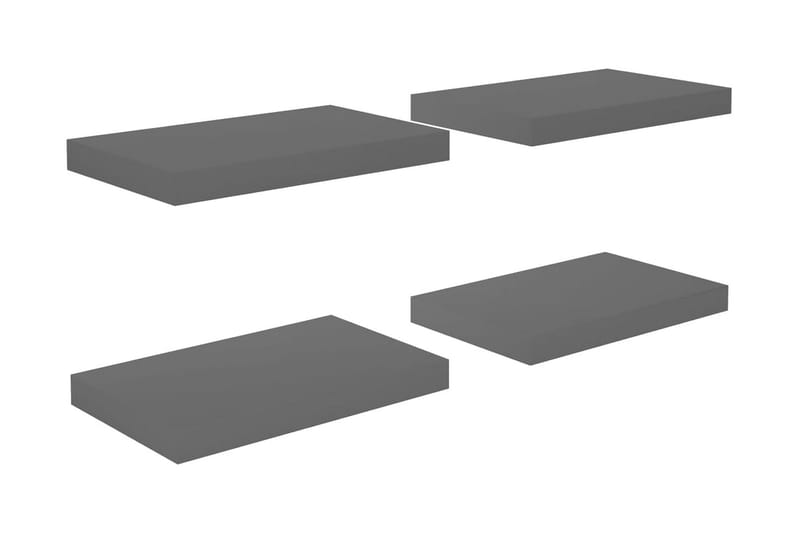 Flytende vegghyller 4 stk høyglans grå 40x23x3,8 cm MDF - Oppbevaring - Hyller - Vegghylle