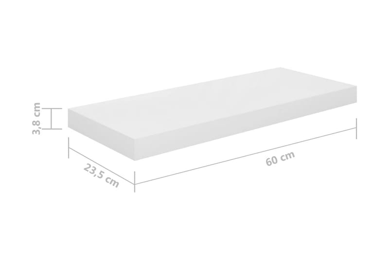 Flytende vegghyller 4 stk høyglans hvit 60x23,5x3,8 cm MDF - Oppbevaring - Hyller - Vegghylle