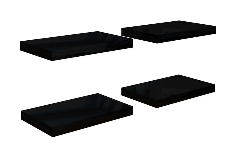 Flytende vegghyller 4 stk høyglans svart 40x23x3,8 cm MDF - Oppbevaring - Hyller - Vegghylle