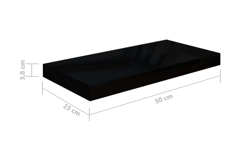 Flytende vegghyller 4 stk høyglans svart 50x23x3,8 cm MDF - Oppbevaring - Hyller - Vegghylle