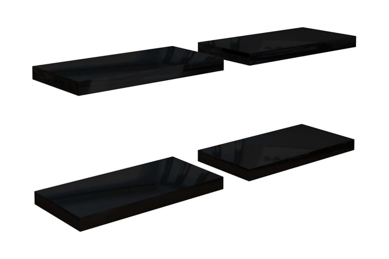 Flytende vegghyller 4 stk høyglans svart 50x23x3,8 cm MDF - Oppbevaring - Hyller - Vegghylle