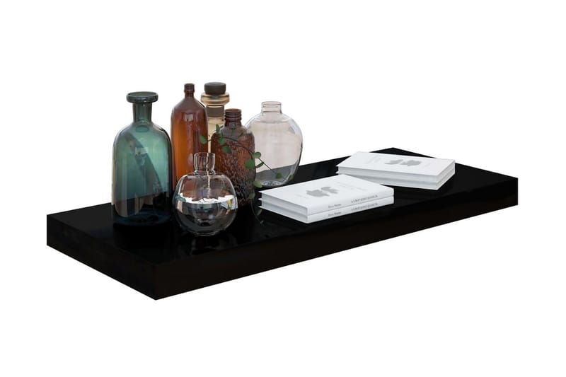 Flytende vegghyller 4 stk høyglans svart 60x23,5x3,8 cm MDF - Oppbevaring - Hyller - Vegghylle