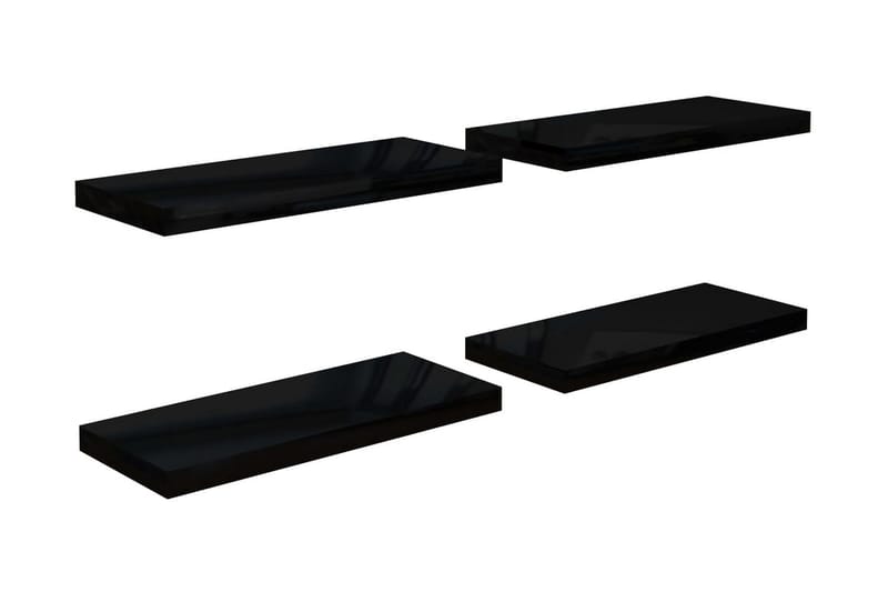 Flytende vegghyller 4 stk høyglans svart 60x23,5x3,8 cm MDF - Vegghylle