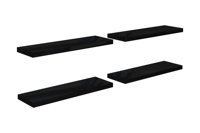 Flytende vegghyller 4 stk høyglans svart 80x23,5x3,8 cm MDF - Oppbevaring - Hyller - Vegghylle
