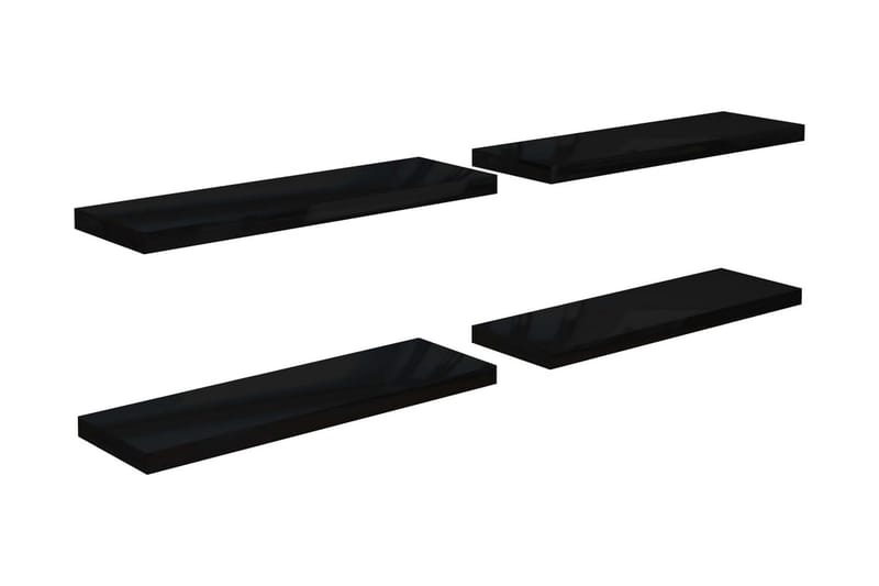 Flytende vegghyller 4 stk høyglans svart 80x23,5x3,8 cm MDF - Vegghylle