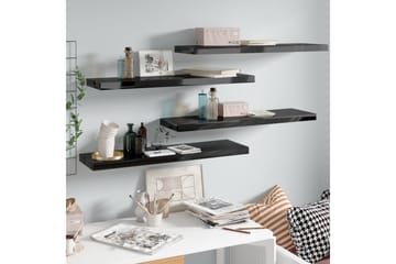 Flytende vegghyller 4 stk høyglans svart 90x23,5x3,8 cm MDF - Oppbevaring - Hyller - Vegghylle