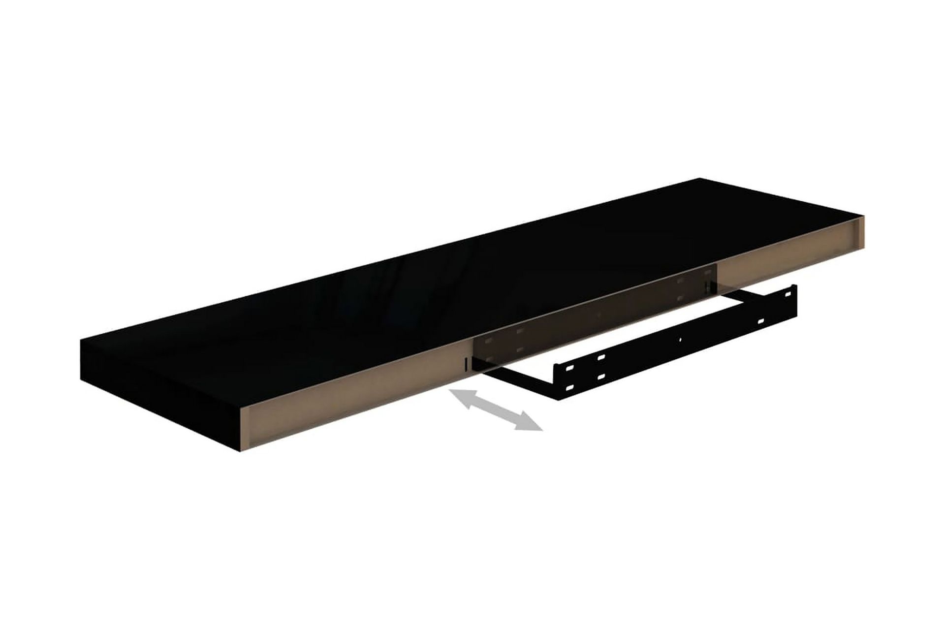 Flytende vegghyller 4 stk høyglans svart 90x23,5x3,8 cm MDF - Oppbevaring - Hyller - Vegghylle