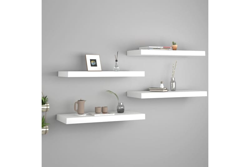 Flytende vegghyller 4 stk hvit 60x23,5x3,8 cm MDF - Oppbevaring - Hyller - Vegghylle