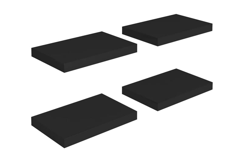 Flytende vegghyller 4 stk svart 40x23x3,8 cm MDF - Oppbevaring - Hyller - Vegghylle