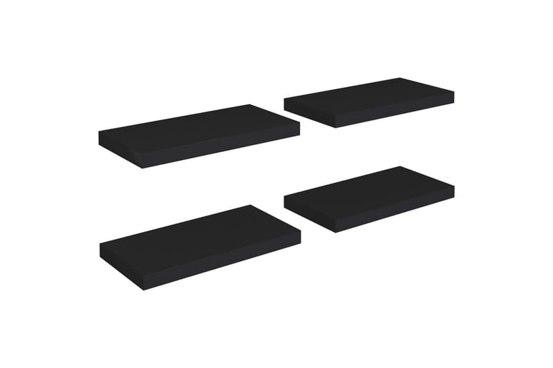 Flytende vegghyller 4 stk svart 50x23x3,8 cm MDF - Oppbevaring - Hyller - Vegghylle