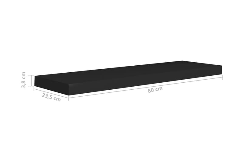 Flytende vegghyller 4 stk svart 80x23,5x3,8 cm MDF - Oppbevaring - Hyller - Vegghylle