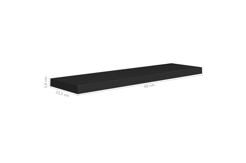 Flytende vegghyller 4 stk svart 90x23,5x3,8 cm MDF - Oppbevaring - Hyller - Vegghylle