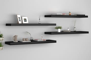 Flytende vegghyller 4 stk svart 90x23,5x3,8 cm MDF - Oppbevaring - Hyller - Vegghylle