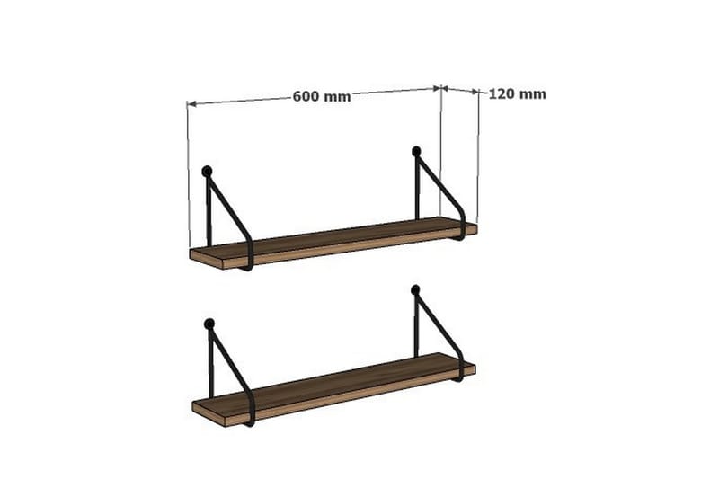 Gattera Vegghylle 60x12 cm 2 Hyller - Oppbevaring - Hyller - Vegghylle