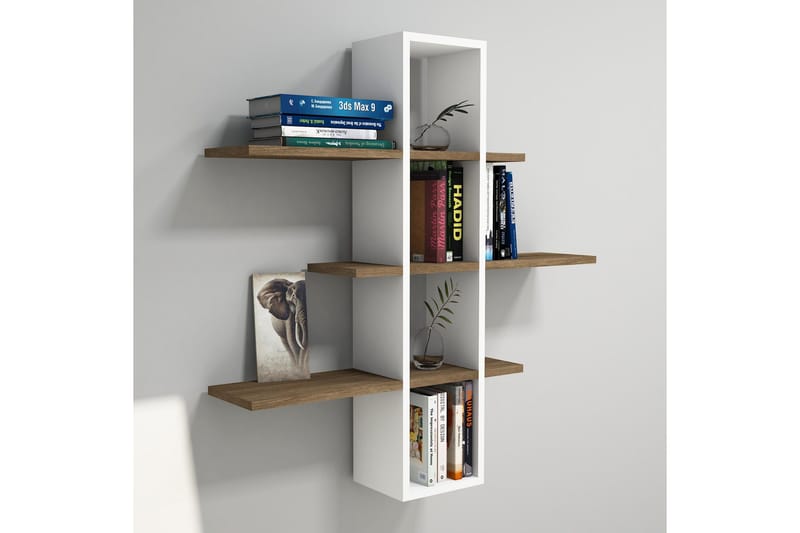 Gersby Vegghylle 101 cm - Brun/Hvit - Oppbevaring - Hyller - Vegghylle