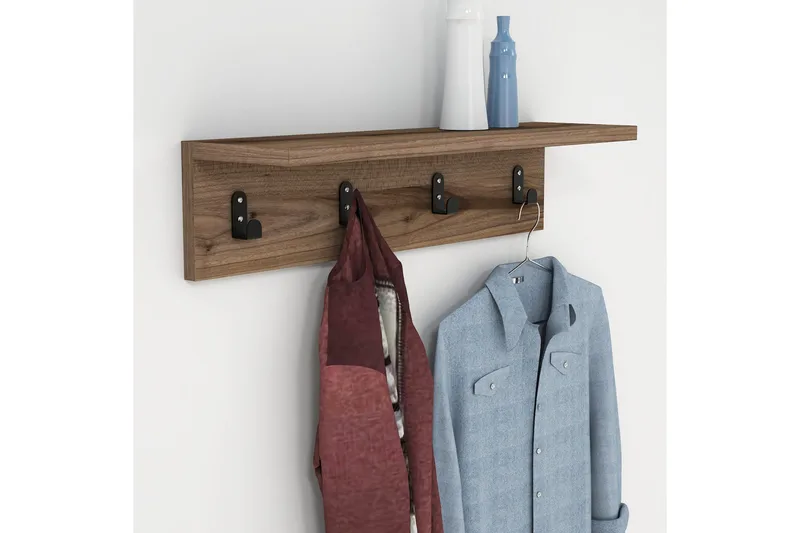 Gersby Vegghylle 60 cm - Brun - Oppbevaring - Klesoppbevaring - Stumtjener - Knagger