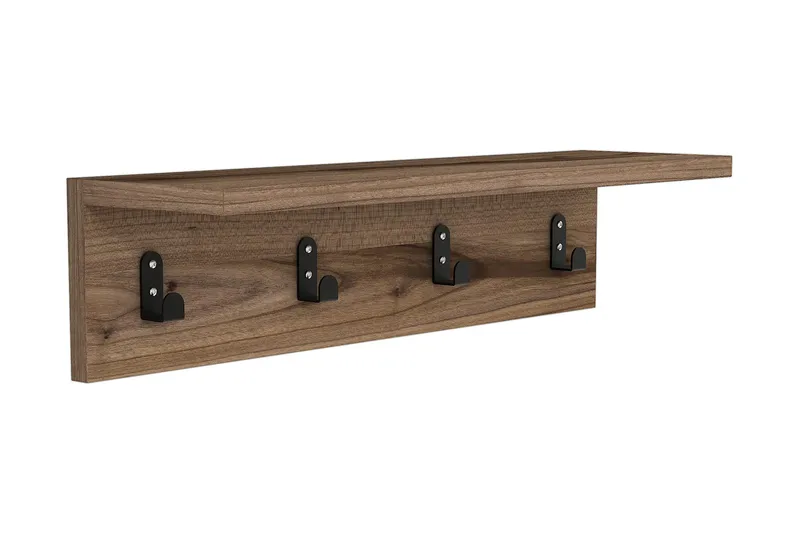 Gersby Vegghylle 60 cm - Brun - Oppbevaring - Klesoppbevaring - Stumtjener - Knagger