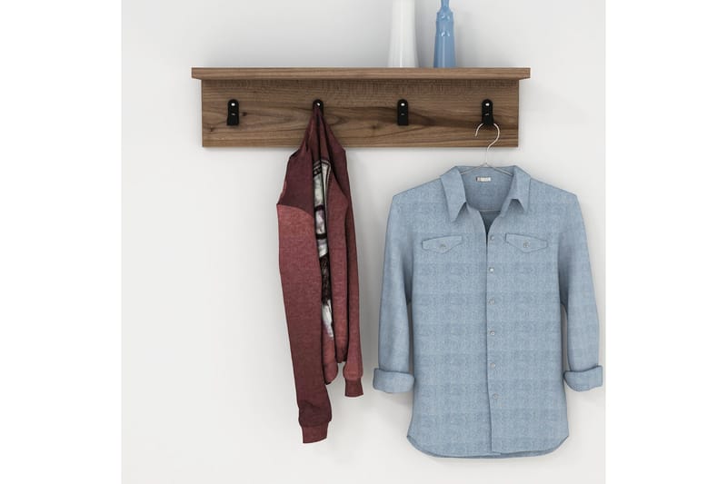 Gersby Vegghylle 60 cm - Brun - Oppbevaring - Klesoppbevaring - Stumtjener - Knagger