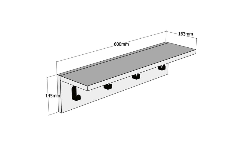 Gersby Vegghylle 60 cm - Hvit - Oppbevaring - Hyller - Vegghylle