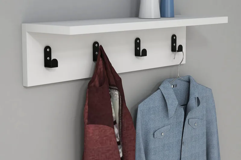 Gersby Vegghylle 60 cm - Hvit - Oppbevaring - Klesoppbevaring - Stumtjener - Knagger