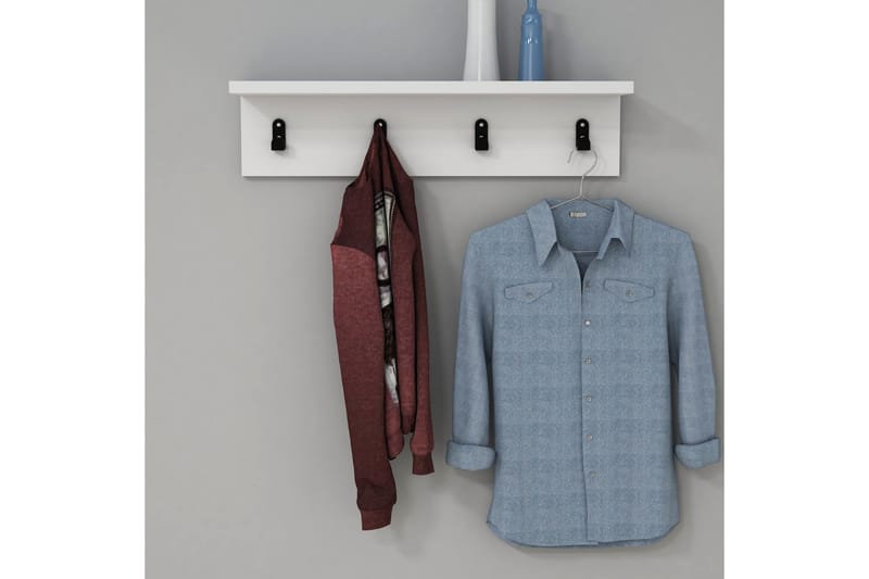 Gersby Vegghylle 60 cm - Hvit - Oppbevaring - Klesoppbevaring - Stumtjener - Knagger