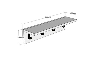 Gersby Vegghylle 60 cm - Hvit - Oppbevaring - Klesoppbevaring - Stumtjener - Knagger