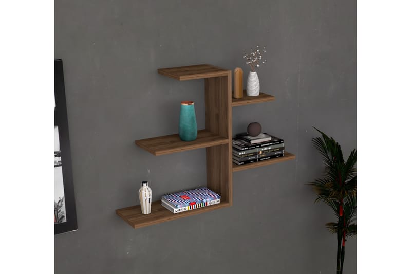 Giarone Vegghylle 82x20 cm 5 Hyller - Mørkebrun - Oppbevaring - Hyller - Vegghylle