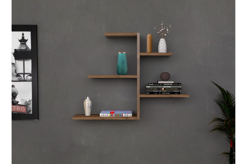 Giarone Vegghylle 82x20 cm 5 Hyller - Mørkebrun - Oppbevaring - Hyller - Vegghylle