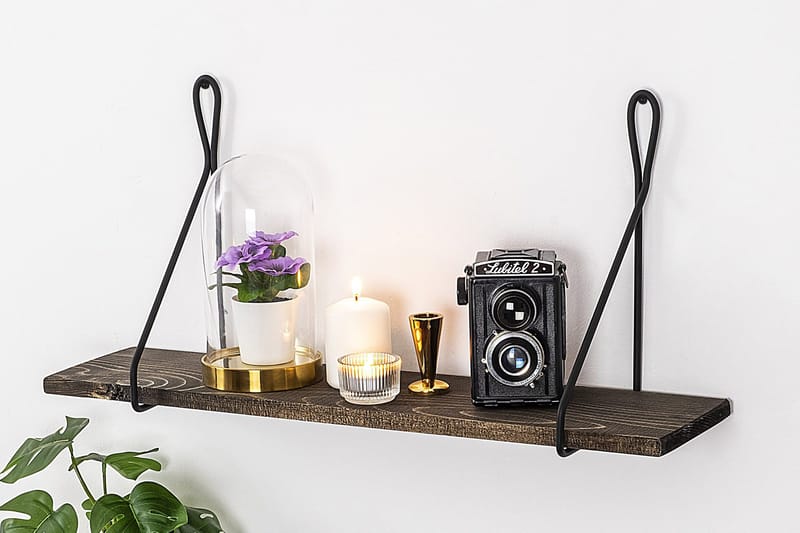 Gokse Vegghylle 15x60 cm - Svart / Valnøtt - Oppbevaring - Hyller - Vegghylle