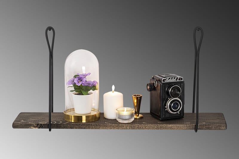 Gokse Vegghylle 15x60 cm - Svart / Valnøtt - Oppbevaring - Hyller - Vegghylle