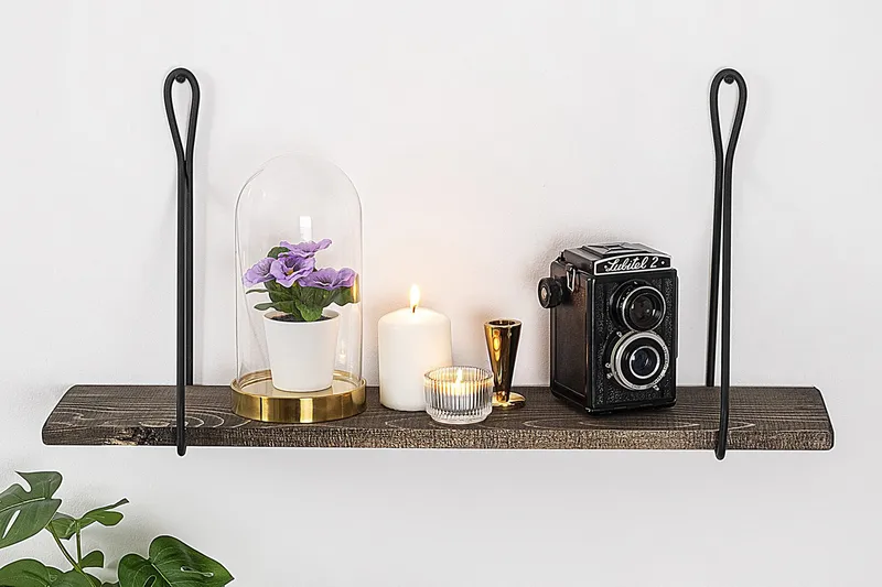 Gokse Vegghylle 15x60 cm - Svart / Valnøtt - Oppbevaring - Hyller - Vegghylle